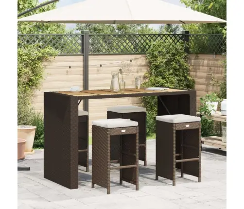 Dārza Bāra Krēsli Ar Matračiem, 4 Gab., Brūna Pe Rotangpalma Vidaxl