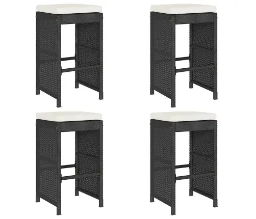 Dārza Bāra Krēsli Ar Matračiem, 4 Gab., Melna Pe Rotangpalma Vidaxl