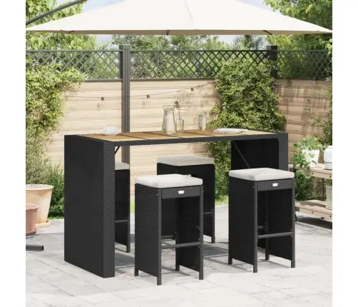 Dārza Bāra Krēsli Ar Matračiem, 4 Gab., Melna Pe Rotangpalma Vidaxl