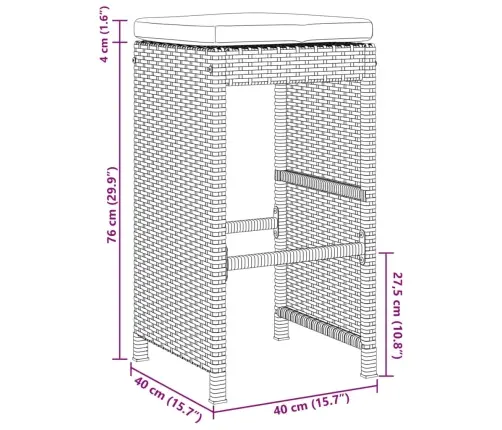 Dārza Bāra Krēsli Ar Matračiem, 6 Gab., Brūna Pe Rotangpalma Vidaxl