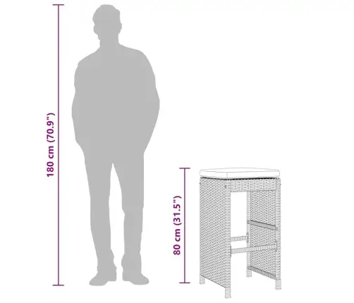 Dārza Bāra Krēsli Ar Matračiem, 6 Gab., Brūna Pe Rotangpalma Vidaxl