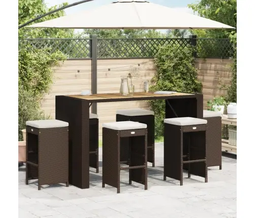 Dārza Bāra Krēsli Ar Matračiem, 6 Gab., Brūna Pe Rotangpalma Vidaxl