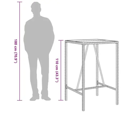 Āra Bāra Galds, Brūns, 70X70X110 Cm, Pe Rotangpalma Vidaxl
