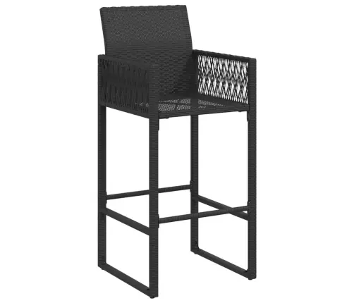 Sodo Baro Taburetės, 2Vnt., Juodos Spalvos, Poliratanas