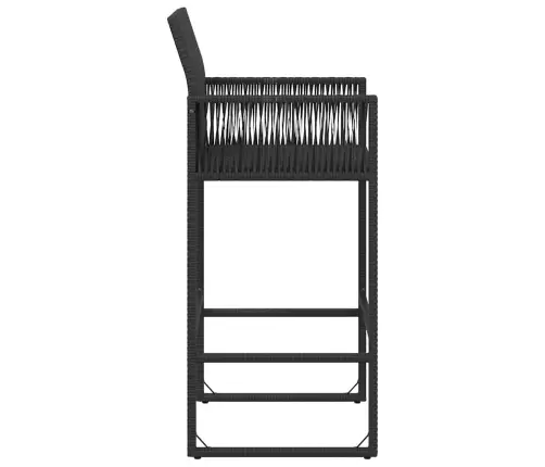 Sodo Baro Taburetės, 2Vnt., Juodos Spalvos, Poliratanas
