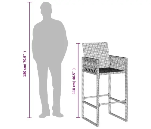 Dārza Bāra Krēsli, 2 Gab., Pelēka Pe Rotangpalma Vidaxl