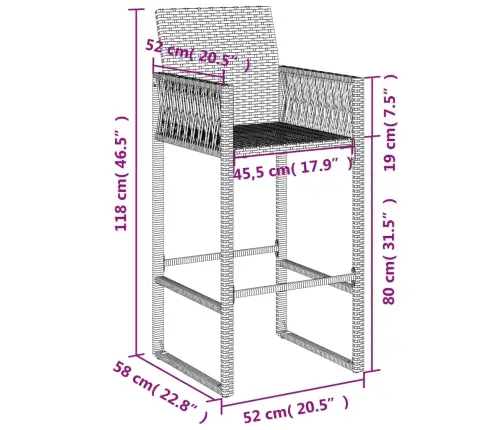 Dārza Bāra Krēsli, 2 Gab., Pelēka Pe Rotangpalma Vidaxl
