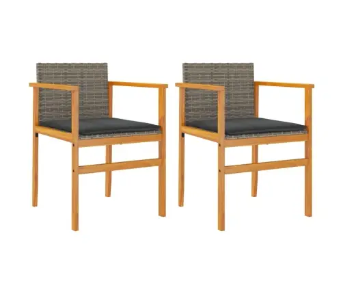 Dārza Krēsli, Matrači, 2 Gab., Pelēka Pe Rotangpalma, Masīvkoks Vidaxl