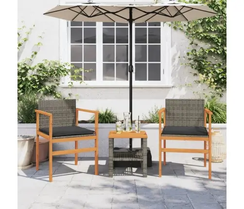 Dārza Krēsli, Matrači, 2 Gab., Pelēka Pe Rotangpalma, Masīvkoks Vidaxl