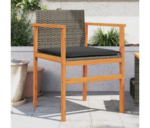 Dārza Krēsli, Matrači, 2 Gab., Pelēka Pe Rotangpalma, Masīvkoks Vidaxl