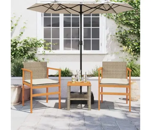 Dārza Krēsli, Matrači, 2 Gab., Bēša Pe Rotangpalma, Masīvkoks Vidaxl