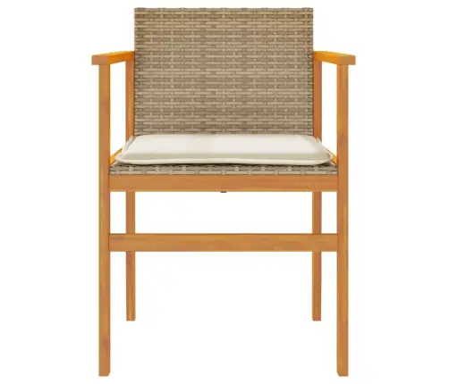 Dārza Krēsli, Matrači, 2 Gab., Bēša Pe Rotangpalma, Masīvkoks Vidaxl