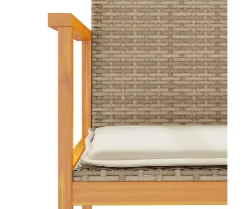 Dārza Krēsli, Matrači, 2 Gab., Bēša Pe Rotangpalma, Masīvkoks Vidaxl