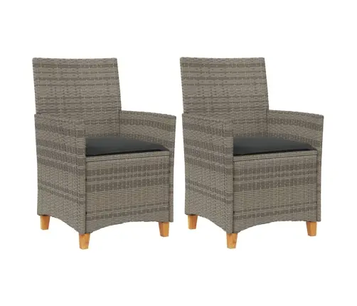 Dārza Krēsli, Matrači, 2 Gab., Pelēka Pe Rotangpalma, Masīvkoks Vidaxl