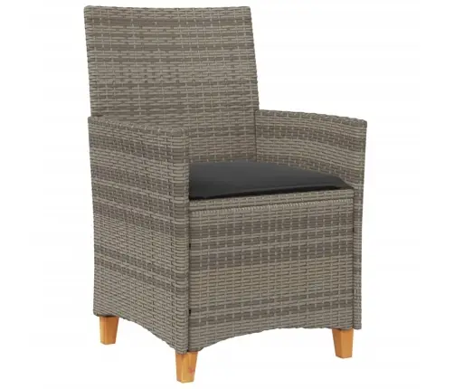 Dārza Krēsli, Matrači, 2 Gab., Pelēka Pe Rotangpalma, Masīvkoks Vidaxl