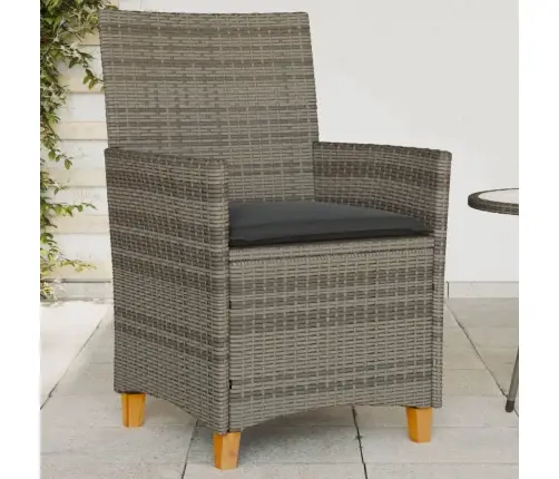 Dārza Krēsli, Matrači, 2 Gab., Pelēka Pe Rotangpalma, Masīvkoks Vidaxl