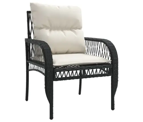 Sodo Komplektas Su Pagalvėlėmis, 4 Dalių, Juodas, Poliratanas