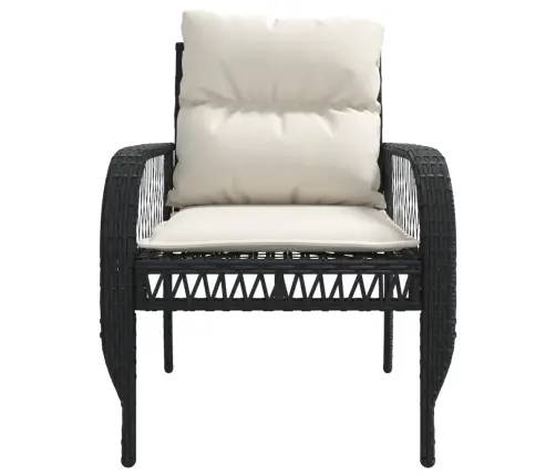 Sodo Komplektas Su Pagalvėlėmis, 4 Dalių, Juodas, Poliratanas