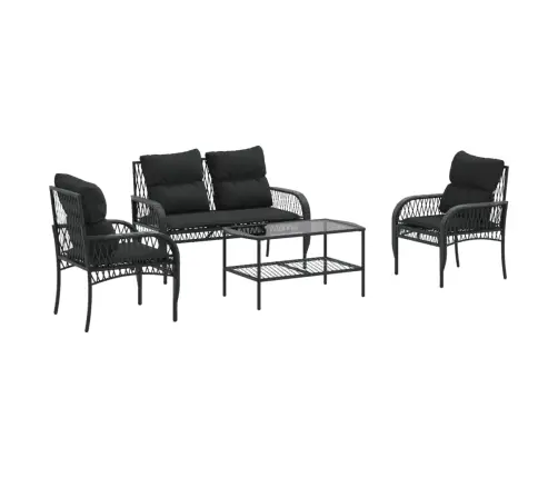 4-Daļīgs Dārza Dīvāna Komplekts Ar Matračiem, Pe Rotangpalma Vidaxl