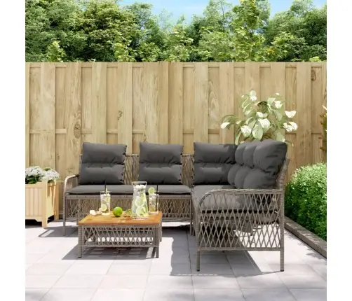 Sodo Komplektas Su Pagalvėlėmis, 2 Dalių, Pilkas, Poliratanas