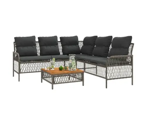 Sodo Komplektas Su Pagalvėlėmis, 2 Dalių, Pilkas, Poliratanas