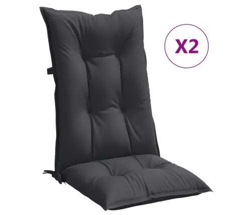 Kõrge Seljatoega Toolipadjad 2 Tk, Antratsiithall, 120X50X7 Cm