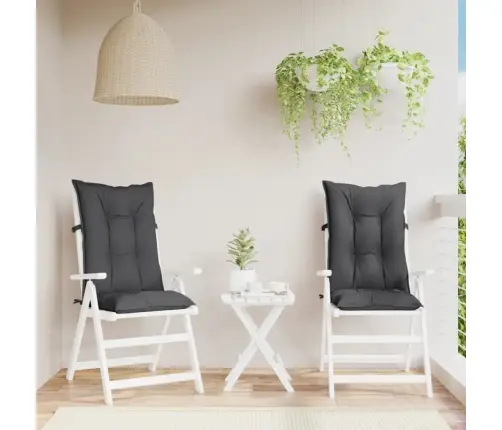 Kõrge Seljatoega Toolipadjad 2 Tk, Antratsiithall, 120X50X7 Cm