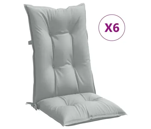 Kõrge Seljatoega Toolipadjad 6 Tk, Helehall, 120X50X7cm Kangas