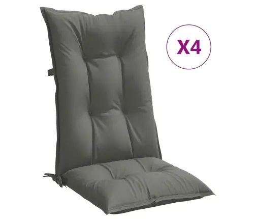 Kėdės Pagalvėlės, 4Vnt., Tamsiai Pilkos, 120X50X7cm Audinys