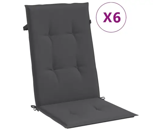 Dārza Krēslu Spilveni, 6 Gab., Antracītpelēki, 120X50X4 Cm Vidaxl
