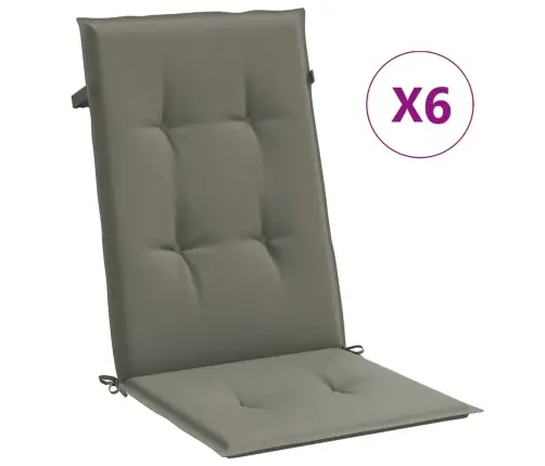 Dārza Krēslu Spilveni, 6 Gab., Tumši Pelēki, 120X50X4Cm, Audums Vidaxl