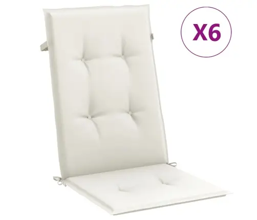 Kõrge Seljatoega Toolipadjad 6 Tk, Kreem, 120X50X4 cm Kangas