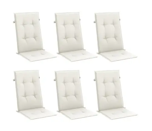 Kõrge Seljatoega Toolipadjad 6 Tk, Kreem, 120X50X4 cm Kangas