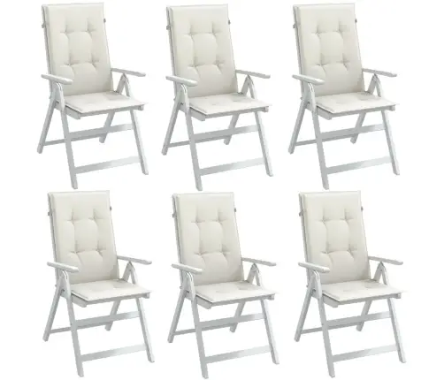 Kõrge Seljatoega Toolipadjad 6 Tk, Kreem, 120X50X4 cm Kangas