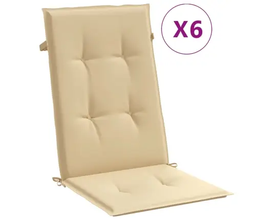 Dārza Krēslu Spilveni, 6 Gab., Bēši, 120X50X4 Cm, Audums Vidaxl
