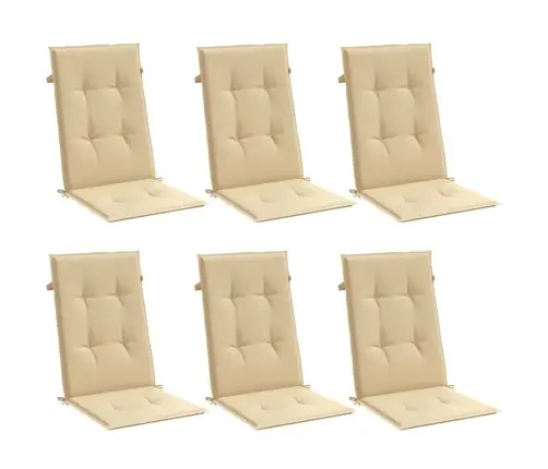 Dārza Krēslu Spilveni, 6 Gab., Bēši, 120X50X4 Cm, Audums Vidaxl