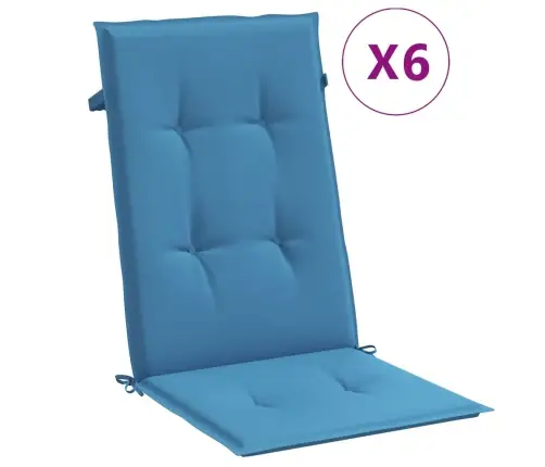 Dārza Krēslu Spilveni, 6 Gab., Zili, 120X50X4 Cm, Audums Vidaxl