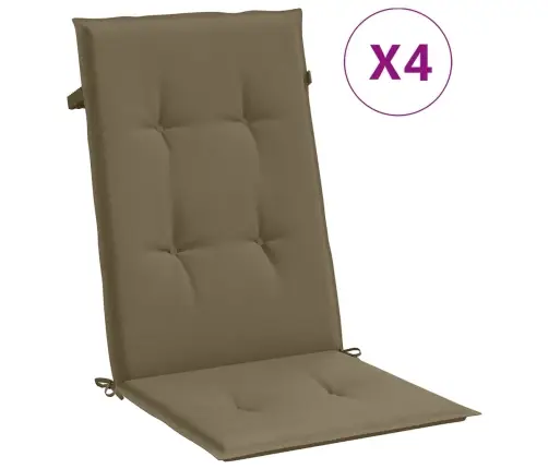 Kõrge Seljatoega Toolipadjad 4 Tk Pruunikas 120X50X4 cm Kangas