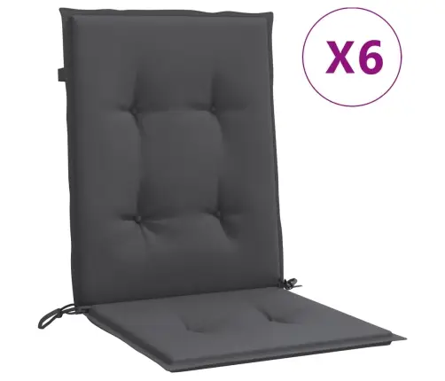 Madala Seljatoega Padjad 6 Tk, Antratsiit, 100X50X4 cm Kangas