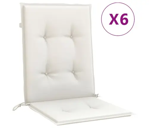 Dārza Krēslu Spilveni, 6 Gab., Krēmkrāsa, 100X50X4 Cm, Audums Vidaxl