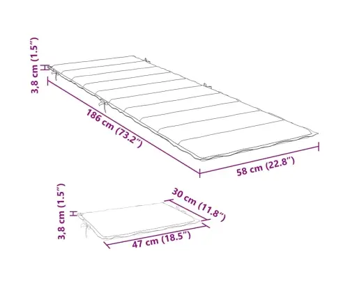 Sauļošanās Krēsla Matracis, 186X58X4 Cm, Audums, Zaļš Vidaxl