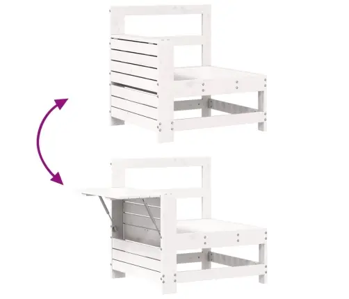 Sodo Sofos Dalis Su Šoniniu Staliuku, Balta, Pušis, Su Porankiu