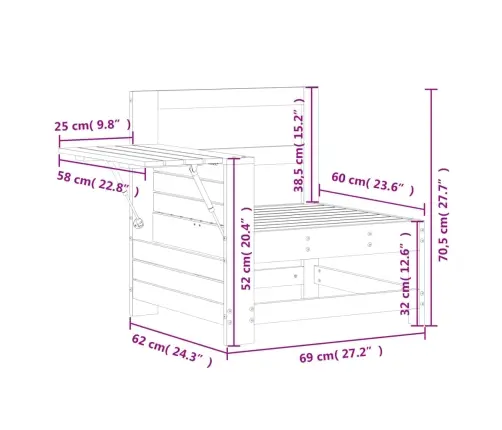 Sodo Sofos Dalis Su Šoniniu Staliuku, Balta, Pušis, Su Porankiu