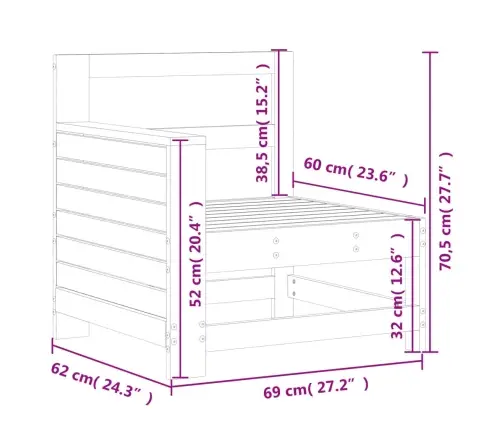 Dārza Dīvāns, 69X62X70,5 Cm, Impregnēts Priedes Masīvkoks Vidaxl