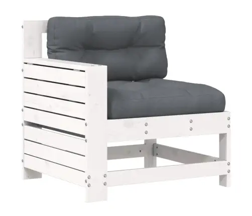 Dārza Dīvāns Ar Matračiem, Balts Priedes Masīvkoks Vidaxl