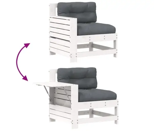 Dārza Dīvāns Ar Matračiem, Balts Priedes Masīvkoks Vidaxl