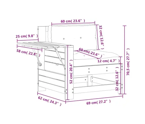 Dārza Dīvāns Ar Matračiem, Duglasa Egles Masīvkoks Vidaxl