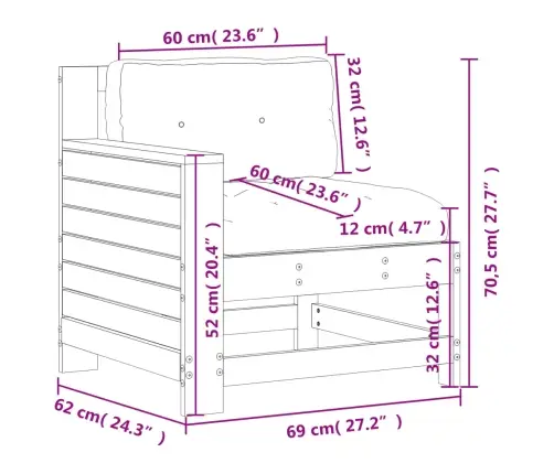 Dārza Dīvāns Ar Matračiem, Priedes Masīvkoks Vidaxl