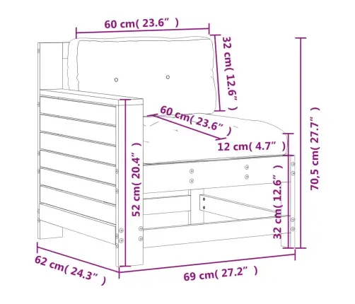 Dārza Dīvāns Ar Matračiem, Balts Priedes Masīvkoks Vidaxl