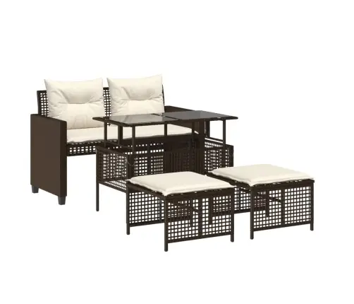 4-Daļīgs Dārza Dīvānu Komplekts, Brūna Pe Rotangpalma, Stikls Vidaxl